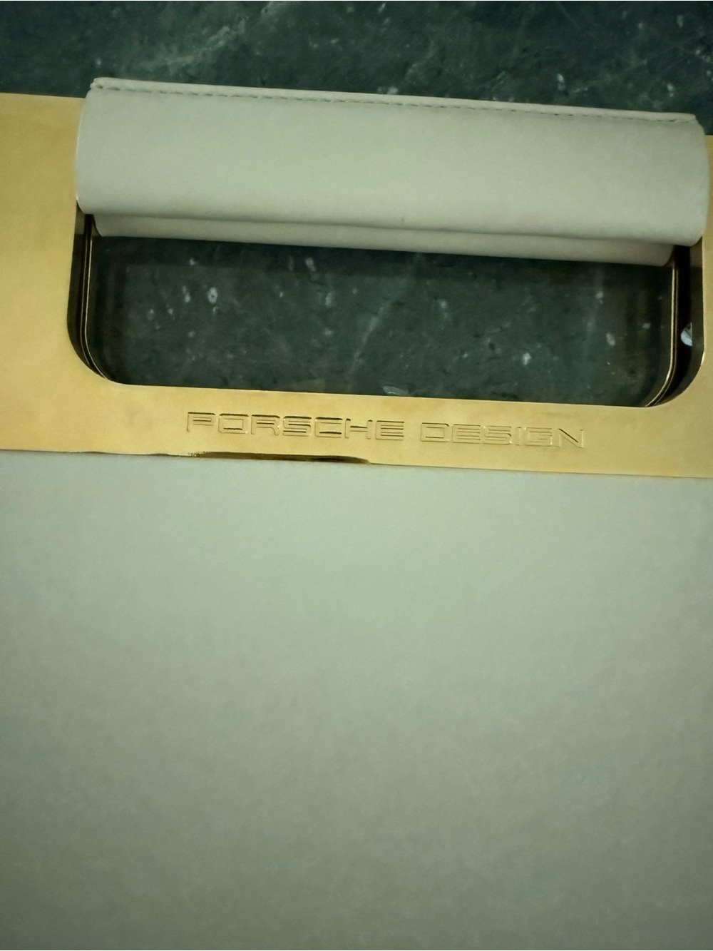 Porsche Design White Phone Case with Gold Trim